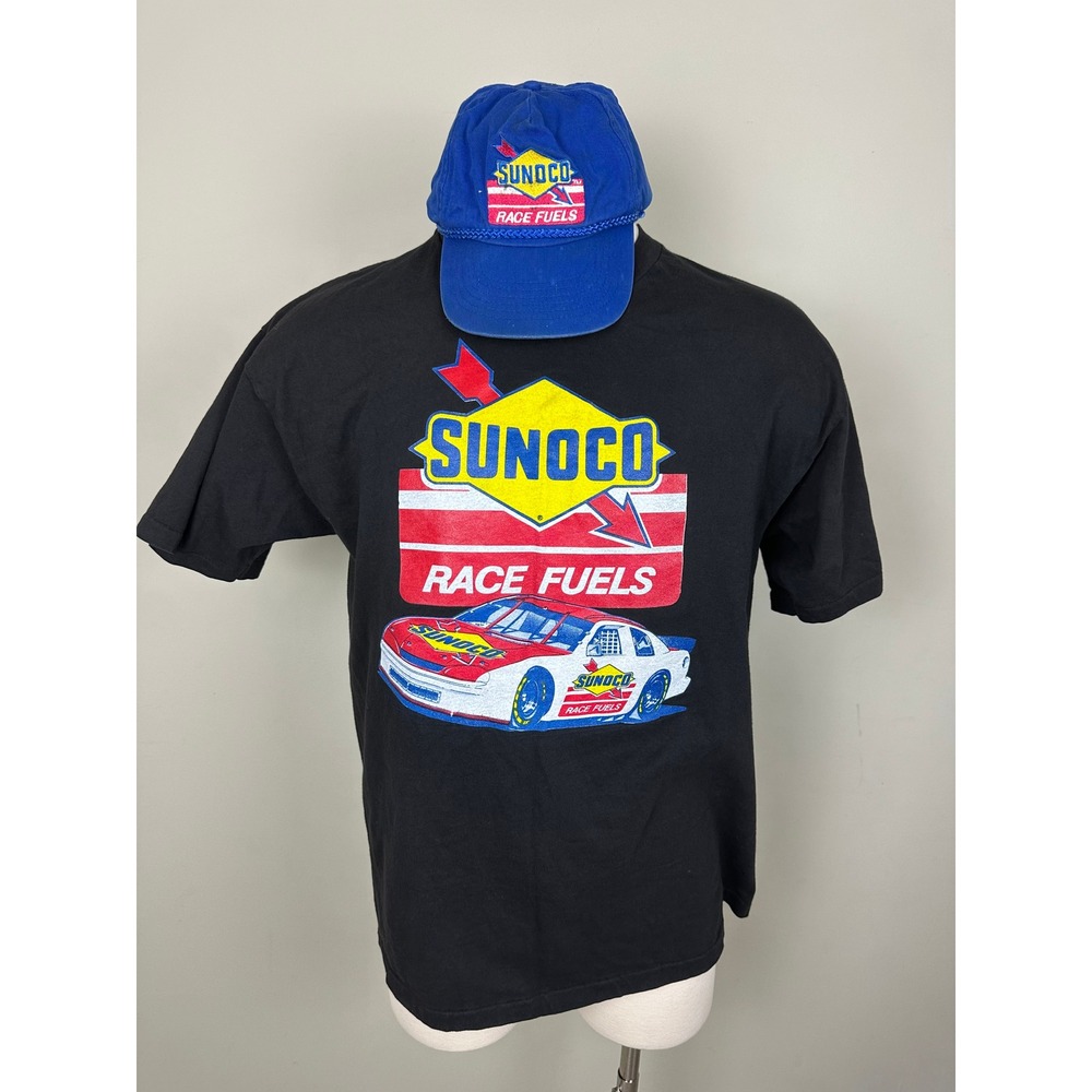 Lot of 2 Vintage Sunoco Race Fuels T Shirt Hat XL 90s NASCAR Racing Set
